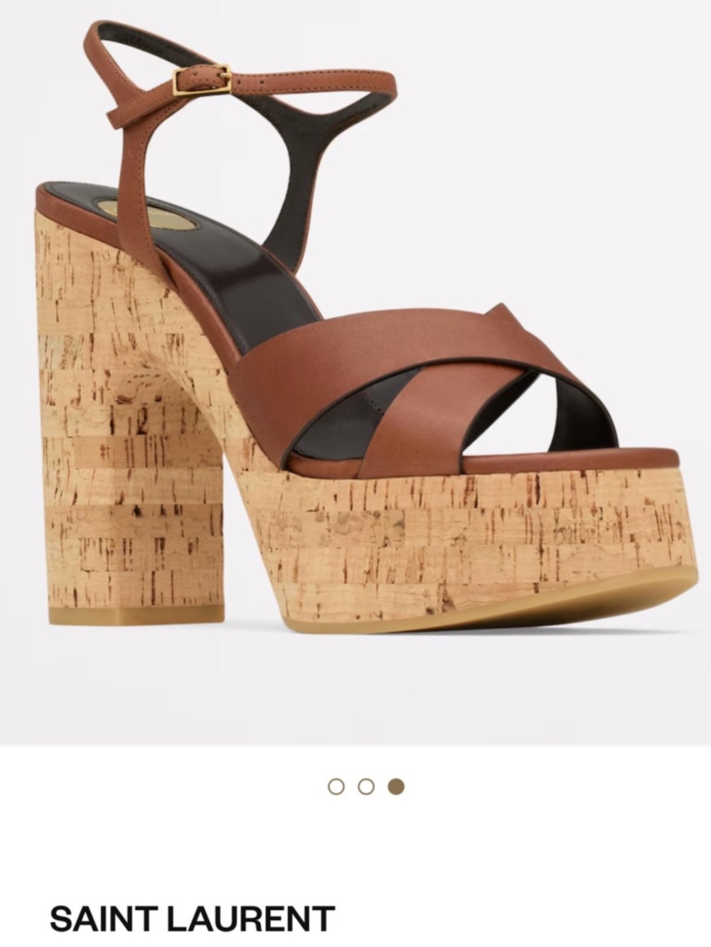 Saint Laurent Brown Leather Bianca Platform Sandals 85